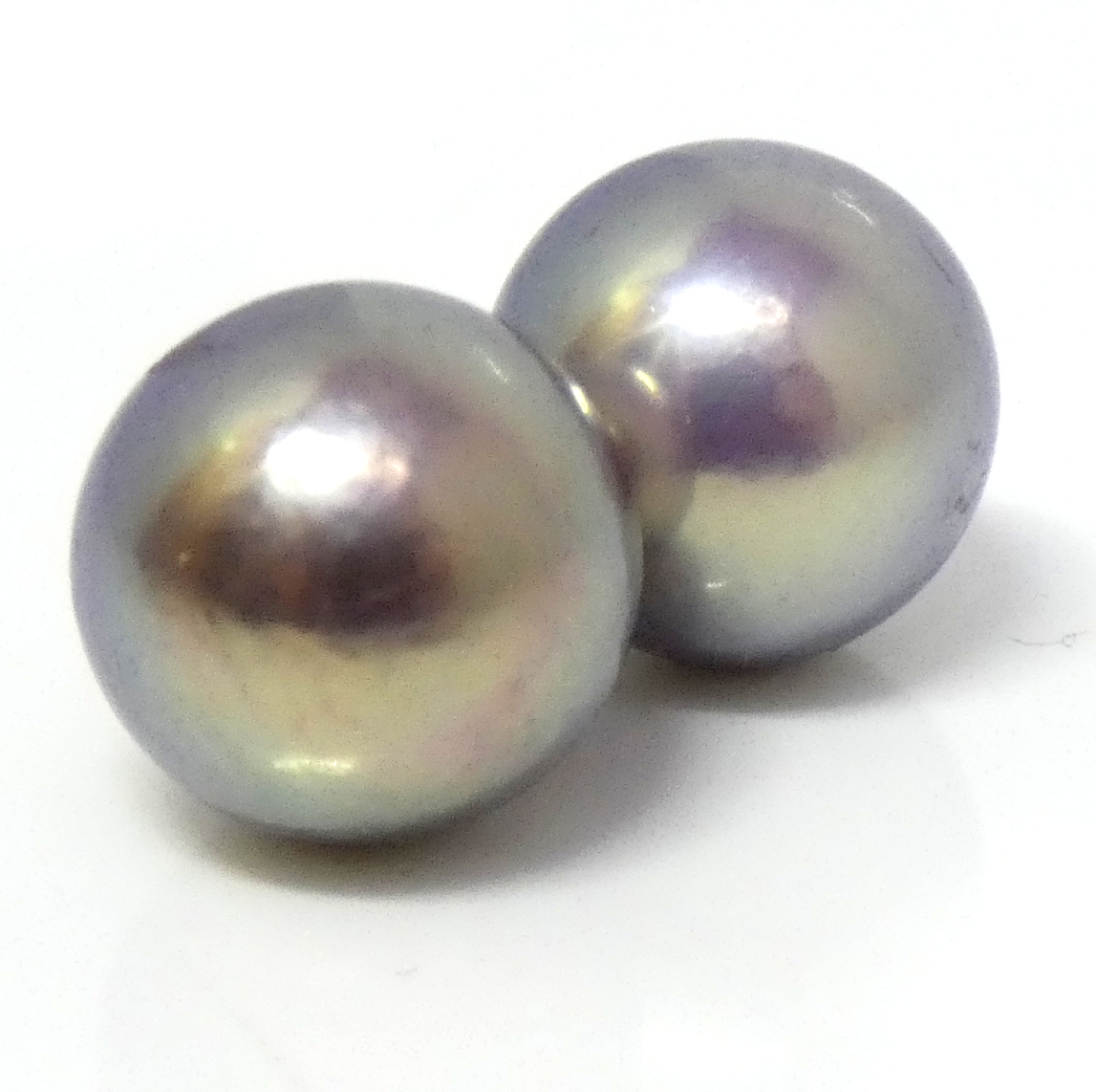 Gold/Mauve/Green Round Pearl Stud Earring